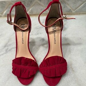 Neiman Marcus red suede sexy heels 7.5